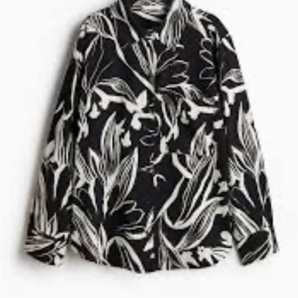H&M Black and White Floral Top